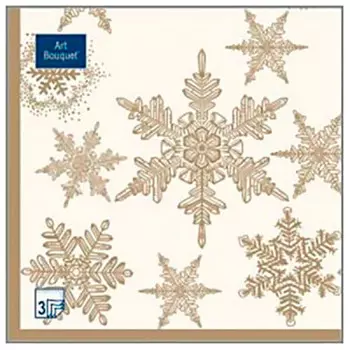 Салфетки арт букет 20 шт 33*33 см 3 слоя снегопад золото