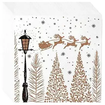 Салфетки арт букет 20 шт 33*33 см 3 слоя золотой лес