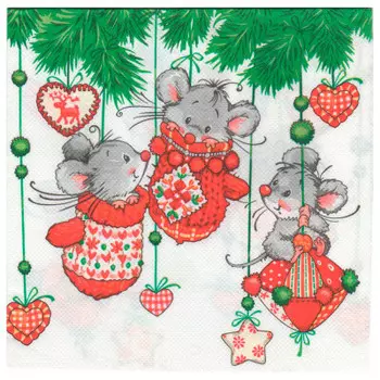 Салфетки арт букет 20шт 33*33см 3 слоя новогодние зверюшки