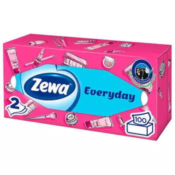 Салфетки Бумажные Косметические Zewa Everyday, 2 слоя, 100 шт