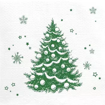 Салфетки бумажные лилия 100 шт 24 х24 новогодняя ель