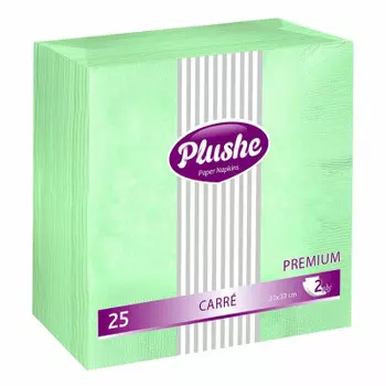 Салфетки бумажные плюше премиум каррэ 25шт 33см*33см 2-х слойные пастель