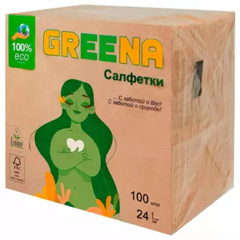 Салфетки гриина 100 шт 24*24 см 1 слой крафт эко