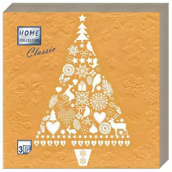 Салфетки Home Collection 20шт 33*33см 3 слоя новогодняя ель на золоте