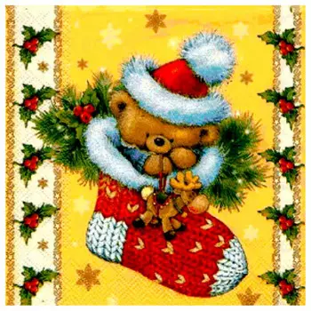 Салфетки хоум коллекшен 20 шт 33*33 см 3 слоя плюшевый мишка