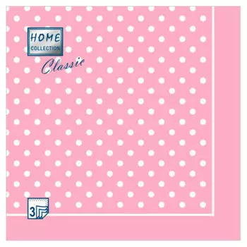 Салфетки хоум коллекшен 20 шт 33*33 см 3 слоя розовая скатерть в горошек