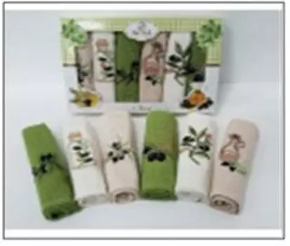 Салфетки нуша вафельные с вышивкой оливки 6 пр. 40 х60