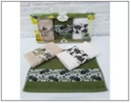 Салфетки нуша жаккард махровые оливки 3 пр. 30 х50