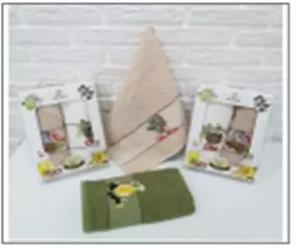 Салфетки нуша жаккард махровые с выш. оливки 2 пр. 40 х60