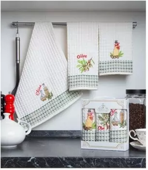 Салфетки вафельные с выш.35 х50-3 шт ambiella оливки