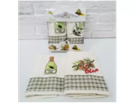 Салфетки вафельные с выш 35х50-2шт "nusa оливки