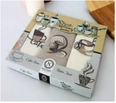 Салфетки вафельные с вышивкой 40 х60-3 шт укуз кофе