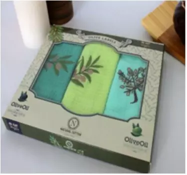 Салфетки вафельные с вышивкой 40 х60-3 шт укуз олива