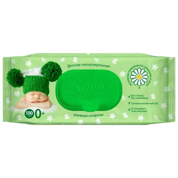 Салфетки влажные смайл беби 100 шт фитолиния с клапаном