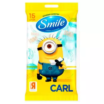 Салфетки влажные смайл беби 15 шт миньоны