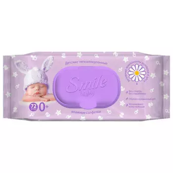 Салфетки влажные смайл беби 72 шт фитолиния с клапаном