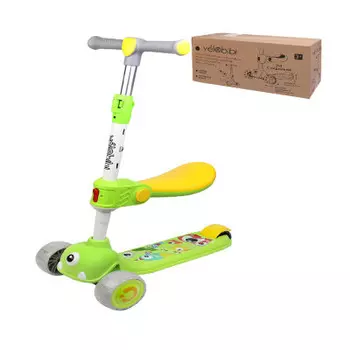 Самокат 3-х колесный 3 в1 зелёный 58*28*80 см смк-0369