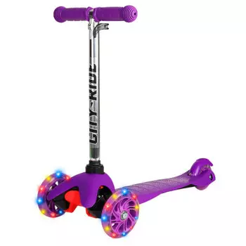 Самокат 3-х колесный сити-райд дека:pp+нейлон/колеса pu 110/76/руль алюминиевый фиолетовый