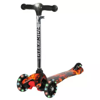 Самокат 3-х колесный сити-райд руль алюминиевый с резиновой рукояткой/фонарь черный