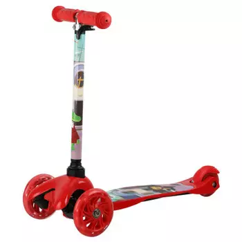 Самокат 3-х колесный союзмультфильм дека:pp+нейлон/колеса pu 110/76/руль металл красный