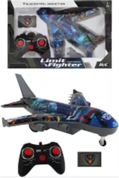 Самолет 22.5 х34 х10 см свет д/у синий 3801 y