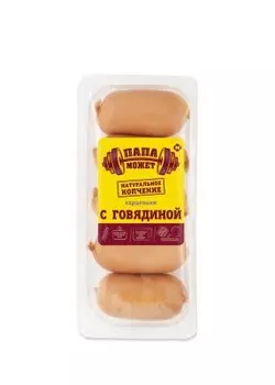 Сардельки с говядиной б/о мгс 400 г изделие колбасное вареное кат.в папа может