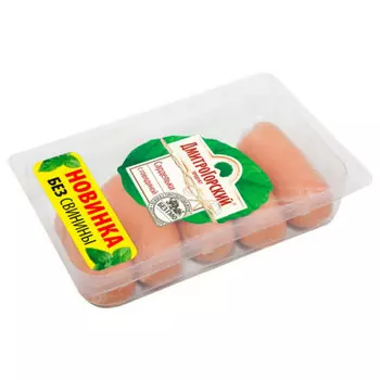 Сардельки с говядиной н/о 580 г газ.среда колбасное изделие мясной продукт дмитрогорски