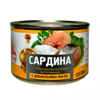Сардина атлантическая За Родину натуральная с добавлением масла 250г