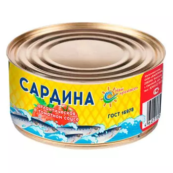 Сардина наш промысел 240г в томатном соусе ж/б