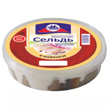 Сельдь филе-кусочки в майонезе 180г фрегат