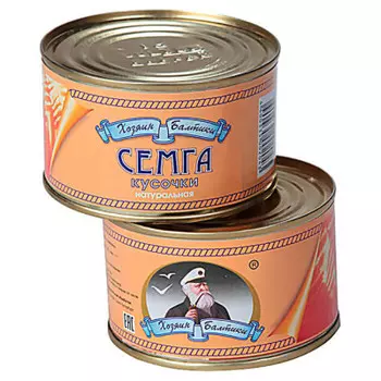 Семга хозяин балтики 240г натуральная кусочки ж/б