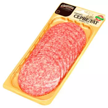 Сервелат коньячный с/к 100г нарезка егорьевские колбасы