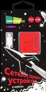 Сетевое зарядное устройство 2 usb 2.4 a для lightning 8-pin more choice nc46 i 1 м