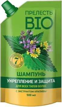 Шампунь прелесть био 500 мл укрепление и защита для всех типов волос дой-пак
