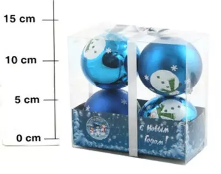 Шар елочный 7 см 4 шт с апликацией е91321