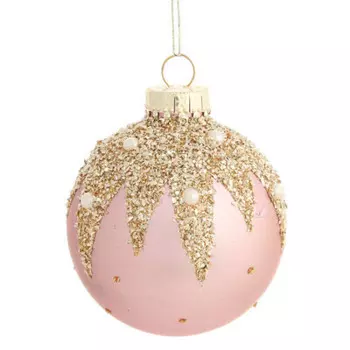 Шар елочный магик тайм розовое сияние 8см стекло 81945