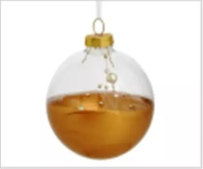 Шар елочный магик тайм с золотыми каплями внутри 8 см стекло 79069