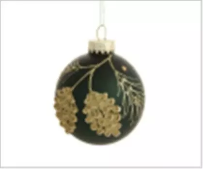 Шар елочный магик тайм зелёное золото 8 см стекло 81950