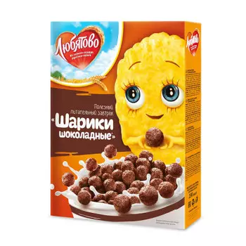 Шарики любятово 250г шоколадные кор.