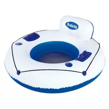 Шезлонг для отдыха на воде бествей 119 см круглый с ручками и подстаканниками 43108