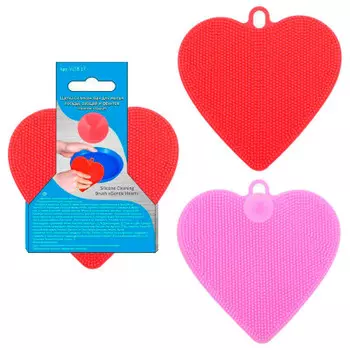 Щетка силиконовая 11*11см для мытья посуды, овощей и фруктов нежное сердце vl58-17