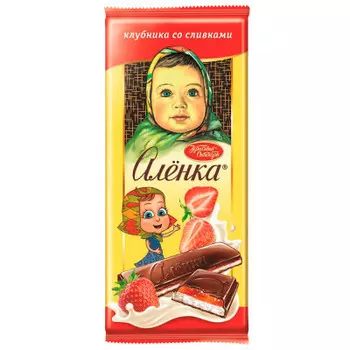 Шоколад Аленка 87г с начинкой клубника со сливками Красный Октябрь