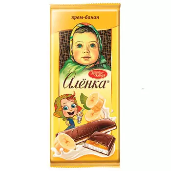 Шоколад Аленка 87г с начинкой крем банан Красный Октябрь