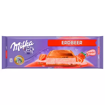 Шоколад милка 300 г молочный со вкусом клубники мондэлисс