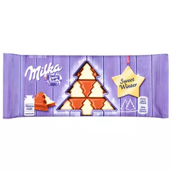 Шоколад Milka молочный с белым шоколадом елочка 100г крафт
