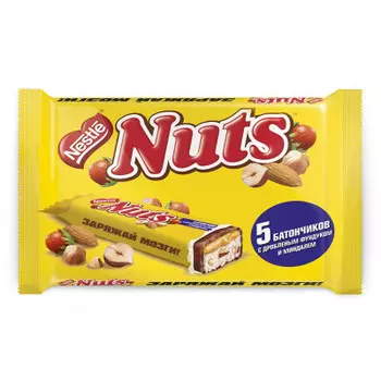 Шоколадный батончик Nuts 150г 5*30г Nestle