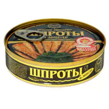 Шпроты вкусные консервы 160 г в масле с/к ж\б