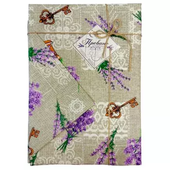 Скатерть 120*140см Домвелл лаванда рогожка с отстрочкой 241499