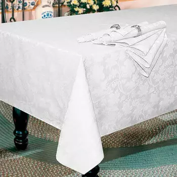 Скатерть 220*150см журавинка белая водоотталкивающая 02шс8-1-кв