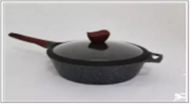 Сковорода 28см красная силиконовая ручка крышка стекло глубокая yl2128